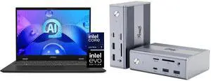 MSI Prestige 16 AI Evo 16.0" Laptop Ultra 7 155H 32GB RAM 1 TB PCIe SSD Windows 11 Home B1MG-002US Rosewill 14-in-1 USB C Laptop Docking Station with 100W PD Charging, 4K@144Hz Display, Triple 4K Display,10Gbps Data Transfer & Kensington Lo