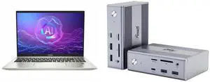MSI Prestige A16 AI+ 16" Copilot+ PC Laptop AMD Ryzen AI 9 365 - 32 GB - 1 TB SSD Windows 11 Pro Rosewill 14-in-1 USB C Laptop Docking Station with 100W PD Charging, 4K@144Hz Display, Triple 4K Display,10Gbps Data Transfer & Kensington Lock