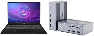 MSI Summit 16" Touchscreen Laptop Intel Ultra 7 255H 32GB Memory 1 TB NVMe SSD Windows 11 Home Summit 16 AI Evo A2HMTG-041US Rosewill 14-in-1 USB C Laptop Docking Station with 100W PD Charging, 4K@144Hz Display, Triple 4K Display,10Gbps Dat