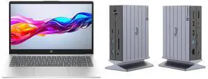 HP Laptop AMD Ryzen 7 7730U 16GB Memory 1 TB NVMe SSD AMD Radeon Graphics 14.0" Non-Touch Screen Windows 11 Home 14-em0085cl Rosewill 14-in-1 Thunderbolt 4 Certified, Laptop Docking Station with 100W Charging, 8K Display, Triple 4K Monitor