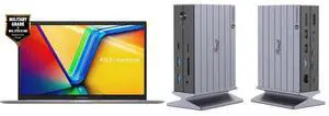 ASUS VivoBook 15.6" Touchscreen Laptop i7-1355U 40GB RAM 1 TB PCIe SSD Windows 11 Home F1504VA-SB76T Rosewill 14-in-1 Thunderbolt 4 Certified, Laptop Docking Station with 100W Charging, 8K Display, Triple 4K Monitor Display for Windows and