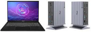 MSI Summit A16 AI+ 16" Touchscreen Copilot+ PC Laptop AMD Ryzen AI 9 365 32GB LPDDR5X 1TB NVMe SSD Win 11 Pro with MSI Pen Rosewill 14-in-1 Thunderbolt 4 Certified, Laptop Docking Station with 100W Charging, 8K Display, Triple 4K Monitor Di