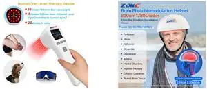 ZJZK LLLT Cold Laser Therapy Device 4*808nm & 16*650nm Human/Vet Handheld Infrared Red Light Therapy, human,Pet Dogs Treatment Device for Muscle Pain Relief & Improve Healing White ZJZK 810nm near-infrared light Helmet brain photobiomodulat