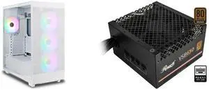 Computer Case PSU Combo -  Rosewill HeliumFlowRGB WH Bundle with  Rosewill VSB650