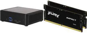 ASRock Industrial NUCS BOX-155H Slim Type Fanned Barebone Kingston FURY Impact 64GB (2 x 32GB) 262-Pin DDR5 SO-DIMM DDR5 5600 (PC5 44800) Laptop Memory Model KF556S40IBK2-64