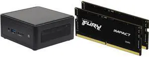 ASRock Industrial AI Accelerated NUC BOX-155H Fanned Barebone DDR5 5600MHz up to 96GB (48GB per DIMM) (include Intel® Core™ Ultra 7 155H CPU (Meteor Lake-H))(Dua 2.5 GbE ethernet ) Kingston FURY Impact 64GB (2 x 32GB) 262-Pin DDR5 SO-DIMM D