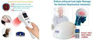 ZJZK LLLT Cold Laser Therapy Device 4*808nm & 16*650nm Human/Vet Handheld Infrared Red Light Therapy, human,Pet Dogs Treatment Device for Muscle Pain Relief & Improve Healing White ZJZK 810Nm Helmet For Brain Infarction Treatment 1-20000Hz