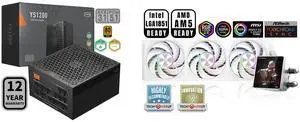 PCCOOLER CPS YS1200 Fully Modular Power Supply, 80 PLUS Gold 1200W PSU, 12V-2x6 Cable, ATX 3.1 & PCIe 5.1 Ready, 105°C Rated Japanese Capacitors, ECO Mode, 135mm FDB Fan, 12 Years Warranty PCCOOLER CPS DT360 ARGB Display AIO CPU Liquid Cool