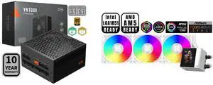 PCCOOLER CPS YN1000 Fully Modular Power Supply, 80 PLUS Gold 1000W PSU, 12V-2x6 Cable, ATX 3.1 & PCIe 5.1 Ready, 105°C Rated Japanese Capacitors, ECO Mode, 135mm FDB Fan, 10 Years Warranty PCCOOLER CPS DC360 Pro ARGB Display AIO CPU Liquid