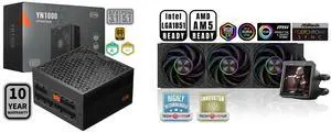 PCCOOLER CPS YN1000 Fully Modular Power Supply, 80 PLUS Gold 1000W PSU, 12V-2x6 Cable, ATX 3.1 & PCIe 5.1 Ready, 105°C Rated Japanese Capacitors, ECO Mode, 135mm FDB Fan, 10 Years Warranty PCCOOLER CPS DT360 ARGB Display AIO CPU Liquid Cool