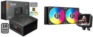 PCCOOLER CPS YN1000 Fully Modular Power Supply, 80 PLUS Gold 1000W PSU, 12V-2x6 Cable, ATX 3.1 & PCIe 5.1 Ready, 105°C Rated Japanese Capacitors, ECO Mode, 135mm FDB Fan, 10 Years Warranty PCCOOLER CPS GT240 ARGB Display AIO CPU Liquid Cool