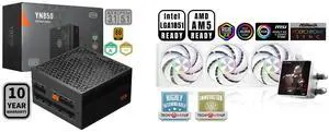 PCCOOLER CPS YN850 Fully Modular Power Supply, 80 PLUS Gold 850W PSU, 12V-2x6 Cable,  ATX 3.1 & PCIe 5.1 Ready, 105°C Rated Japanese Capacitors, ECO Mode, 135mm FDB Fan, 10 Years Warranty PCCOOLER CPS DT360 ARGB Display AIO CPU Liquid Coole