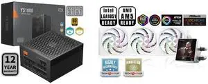 PCCOOLER CPS YS1000 Fully Modular Power Supply, 80 PLUS Gold 1000W PSU, 12V-2x6 Cable, ATX 3.1 & PCIe 5.1 Ready, 105°C Rated Japanese Capacitors, ECO Mode, 135mm FDB Fan, 12 Years Warranty PCCOOLER CPS DT360 ARGB Display AIO CPU Liquid Cool