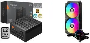 PCCOOLER CPS YS1000 Fully Modular Power Supply, 80 PLUS Gold 1000W PSU, 12V-2x6 Cable, ATX 3.1 & PCIe 5.1 Ready, 105°C Rated Japanese Capacitors, ECO Mode, 135mm FDB Fan, 12 Years Warranty PCCOOLER CPS DA240 ARGB AIO CPU Liquid Cooler, 240m