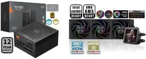 PCCOOLER CPS YS1000 Fully Modular Power Supply, 80 PLUS Gold 1000W PSU, 12V-2x6 Cable, ATX 3.1 & PCIe 5.1 Ready, 105°C Rated Japanese Capacitors, ECO Mode, 135mm FDB Fan, 12 Years Warranty PCCOOLER CPS DT360 ARGB Display AIO CPU Liquid Cool