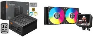PCCOOLER CPS YS1000 Fully Modular Power Supply, 80 PLUS Gold 1000W PSU, 12V-2x6 Cable, ATX 3.1 & PCIe 5.1 Ready, 105°C Rated Japanese Capacitors, ECO Mode, 135mm FDB Fan, 12 Years Warranty PCCOOLER CPS GT240 ARGB Display AIO CPU Liquid Cool