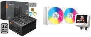 PCCOOLER CPS YS1000 Fully Modular Power Supply, 80 PLUS Gold 1000W PSU, 12V-2x6 Cable, ATX 3.1 & PCIe 5.1 Ready, 105°C Rated Japanese Capacitors, ECO Mode, 135mm FDB Fan, 12 Years Warranty PCCOOLER CPS GT240 ARGB Display AIO CPU Liquid Cool