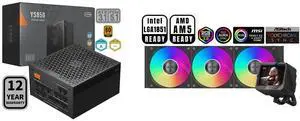 PCCOOLER CPS YS850 Fully Modular Power Supply, 80 PLUS Gold 850W PSU, 12V-2x6 Cable,  ATX 3.1 & PCIe 5.1 Ready, 105°C Rated Japanese Capacitors, ECO Mode, 135mm FDB Fan, 12 Years Warranty PCCOOLER CPS GT360 ARGB Display AIO CPU Liquid Coole