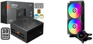 PCCOOLER CPS YN750 Fully Modular Power Supply, 80 PLUS Gold 750W PSU, 12V-2x6 Cable ATX 3.1 & PCIe 5.1 Ready, 105°C Rated Japanese Capacitors, ECO Mode, 135mm FDB Fan, 10 Years Warranty PCCOOLER CPS DA240 ARGB AIO CPU Liquid Cooler, 240mm R