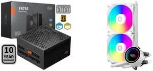 PCCOOLER CPS YN750 Fully Modular Power Supply, 80 PLUS Gold 750W PSU, 12V-2x6 Cable ATX 3.1 & PCIe 5.1 Ready, 105°C Rated Japanese Capacitors, ECO Mode, 135mm FDB Fan, 10 Years Warranty PCCOOLER CPS DA240 ARGB AIO CPU Liquid Cooler, 240mm R