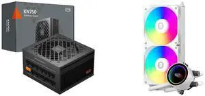 PCCOOLER CPS KN750 Fully Modular Power Supply, 80 PLUS Gold 750W PSU, Native 12V-2x6 Connector, ATX 3.1 & PCIe 5.1 Ready, Dual CPU Power Cables, 105°C Rated Japanese Capacitors, P3-KN750-G1F PCCOOLER CPS DA240 ARGB AIO CPU Liquid Cooler, 24