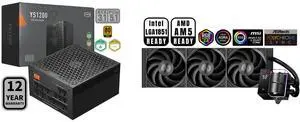 PCCOOLER CPS YS1200 Fully Modular Power Supply, 80 PLUS Gold 1200W PSU, 12V-2x6 Cable, ATX 3.1 & PCIe 5.1 Ready, 105°C Rated Japanese Capacitors, ECO Mode, 135mm FDB Fan, 12 Years Warranty PCCOOLER CPS DS360 AIO CPU Liquid Cooler, 360mm Rad