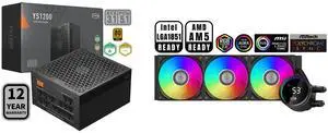 PCCOOLER CPS YS1200 Fully Modular Power Supply, 80 PLUS Gold 1200W PSU, 12V-2x6 Cable, ATX 3.1 & PCIe 5.1 Ready, 105°C Rated Japanese Capacitors, ECO Mode, 135mm FDB Fan, 12 Years Warranty PCCOOLER CPS DA360 Pro ARGB Digital AIO CPU Liquid