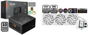 PCCOOLER CPS YN1000 Fully Modular Power Supply, 80 PLUS Gold 1000W PSU, 12V-2x6 Cable, ATX 3.1 & PCIe 5.1 Ready, 105°C Rated Japanese Capacitors, ECO Mode, 135mm FDB Fan, 10 Years Warranty PCCOOLER CPS DS360 AIO CPU Liquid Cooler, 360mm Rad
