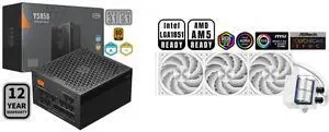 PCCOOLER CPS YS850 Fully Modular Power Supply, 80 PLUS Gold 850W PSU, 12V-2x6 Cable,  ATX 3.1 & PCIe 5.1 Ready, 105°C Rated Japanese Capacitors, ECO Mode, 135mm FDB Fan, 12 Years Warranty PCCOOLER CPS DS360 AIO CPU Liquid Cooler, 360mm Radi