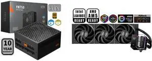 PCCOOLER CPS YN750 Fully Modular Power Supply, 80 PLUS Gold 750W PSU, 12V-2x6 Cable ATX 3.1 & PCIe 5.1 Ready, 105°C Rated Japanese Capacitors, ECO Mode, 135mm FDB Fan, 10 Years Warranty PCCOOLER CPS DS360 AIO CPU Liquid Cooler, 360mm Radiat