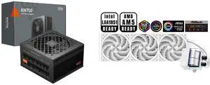 PCCOOLER CPS KN750 Fully Modular Power Supply, 80 PLUS Gold 750W PSU, Native 12V-2x6 Connector, ATX 3.1 & PCIe 5.1 Ready, Dual CPU Power Cables, 105°C Rated Japanese Capacitors, P3-KN750-G1F PCCOOLER CPS DS360 AIO CPU Liquid Cooler, 360mm R