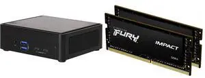 ASRock Industrial NUCS BOX-1340P/D4 Black Barebone Systems - Mini-PC(Intel® 13th Gen (Raptor Lake-P) Core™ Processors i5-1340P, Supports Quad display, 2 x HDMI 2.0b, 2 x DP 1.4a (from Type-C)) Kingston Impact 64GB (2 x 32GB) 260-Pin DDR4 SO