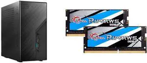 ASRock DESKMINI X300W AMD X300 mini PC Barebone AMD AM4 Socket W/O CPU  HDMI,DisplayPort, D-Sub Gigabit LAN 155 x 155 x 80 mm (1.92L) G.SKILL Ripjaws Series 64GB (2 x 32GB) 260-Pin DDR4 SO-DIMM DDR4 3200 (PC4 25600) Laptop Memory Model F4-3