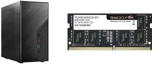 ASRock DESKMINI X300W AMD X300 mini PC Barebone AMD AM4 Socket W/O CPU  HDMI,DisplayPort, D-Sub Gigabit LAN 155 x 155 x 80 mm (1.92L) Team Elite 8GB 260-Pin DDR4 SO-DIMM DDR4 3200 (PC4 25600) Laptop Memory Model TED48G3200C22-S01