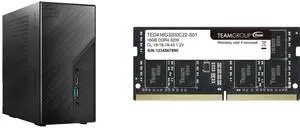 ASRock DESKMINI X300W AMD X300 mini PC Barebone AMD AM4 Socket W/O CPU  HDMI,DisplayPort, D-Sub Gigabit LAN 155 x 155 x 80 mm (1.92L) Team Elite 16GB 260-Pin DDR4 SO-DIMM DDR4 3200 (PC4 25600) Laptop Memory Model TED416G3200C22-S01