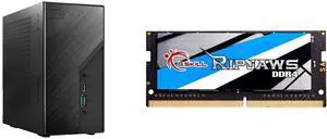 ASRock DESKMINI X300W AMD X300 mini PC Barebone AMD AM4 Socket W/O CPU  HDMI,DisplayPort, D-Sub Gigabit LAN 155 x 155 x 80 mm (1.92L) G.SKILL Ripjaws Series 32GB 260-Pin DDR4 SO-DIMM DDR4 3200 (PC4 25600) Laptop Memory Model F4-3200C22S-32G