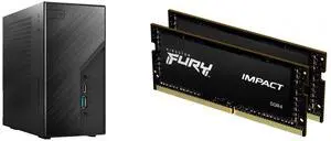ASRock DESKMINI X300W AMD X300 mini PC Barebone AMD AM4 Socket W/O CPU  HDMI,DisplayPort, D-Sub Gigabit LAN 155 x 155 x 80 mm (1.92L) Kingston FURY Impact 32GB (2 x 16GB) 260-pin SO-DIMM DDR4 3200 MHz CL20 Black Memory (KF432S20IBK2/32)