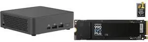 ASUS NUC 15 Pro Slim Barebone Kit Mini PC with Intel Series 2 Core 7 240H, 2x DDR5 SO-Dimm Slots, Dual Storage Design, Thunderbolt™ 4, Wi-Fi 7,  Blue tooth 5.4 - Memory and Storage Sold Separately SAMSUNG 990 EVO PLUS SSD 1TB, PCIe Gen 4x4