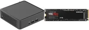 ASUS NUC 15 Pro Slim Barebone Kit Mini PC with Intel Series 2 Core 5 210H, 2x DDR5 SO-Dimm Slots, Dual Storage Design, Thunderbolt™ 4, Wi-Fi 7,  Blue tooth 5.4 - Memory and Storage Sold Separately SAMSUNG 990 PRO 2TB SSD, PCIe Gen4 M.2 2280