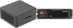 ASUS NUC 15 Pro Tall Barebone Kit Mini PC with Intel Series 2 Core 7 240H, 2x DDR5 SO-Dimm Slots, Dual Storage Design, Thunderbolt™ 4, Wi-Fi 7,  Blue tooth 5.4 - Memory and Storage Sold Separately SAMSUNG 990 PRO SSD 1TB PCIe 4.0 M.2 2280 I