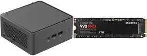 ASUS NUC 15 Pro Tall Barebone Kit Mini PC with Intel Series 2 Core 7 240H, 2x DDR5 SO-Dimm Slots, Dual Storage Design, Thunderbolt™ 4, Wi-Fi 7,  Blue tooth 5.4 - Memory and Storage Sold Separately SAMSUNG 990 PRO 2TB SSD, PCIe Gen4 M.2 2280