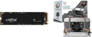 Crucial P3 1TB PCIe 3.0 3D NAND NVMe M.2 SSD, up to 3500MB/s - CT1000P3SSD8 Titanium Micro Nitro Pro M.2 NVMe Heatsink, 2280 Dual Cooler Heatsink with 30mm PWM Fan