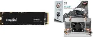 Crucial P3 Plus M.2 2280 4TB PCI-Express 4.0 x4 NVMe 3D NAND Internal Solid State Drive (SSD) CT4000P3PSSD8 Titanium Micro Nitro Pro M.2 NVMe Heatsink, 2280 Dual Cooler Heatsink with 30mm PWM Fan