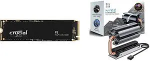 Crucial P3 2TB PCIe 3.0 3D NAND NVMe M.2 SSD, up to 3500MB/s - CT2000P3SSD8 Titanium Micro NITROFLEX M.2 SSD NVMe 2280 SSD Rocket Heatsink Built-in 30mm PWM Cooling Fan for Gaming PC Desktop