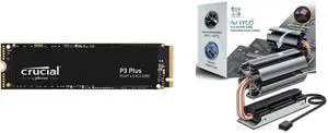 Crucial P3 Plus M.2 2280 4TB PCI-Express 4.0 x4 NVMe 3D NAND Internal Solid State Drive (SSD) CT4000P3PSSD8 Titanium Micro NITROFLEX M.2 SSD NVMe 2280 SSD Rocket Heatsink Built-in 30mm PWM Cooling Fan for Gaming PC Desktop