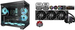 PCCOOLER CPS C3 T500 ARGB PC Case, Dual-Chamber Mid-Tower ATX Case, Desktop Computer Case w/ 6 ARGB Fans Pre-installed w/ Fan Hub, Column-Free Design, Tempered Glass, USB 3.1 Gen 2 Type-C, Black PCCOOLER CPS DS360 AIO CPU Liquid Cooler, 360 PCCOOLER CPS C3 T500 ARGB PC Case, Dual-Chamber Mid-Tower ATX Case, Desktop Computer Case w/ 6 ARGB Fans Pre-installed w/ Fan Hub, Column-Free Design, Tempered Glass, USB 3.1 Gen 2 Type-C, Black PCCOOLER CPS DS360 AIO CPU Liquid Cooler, 360