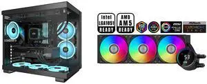 PCCOOLER CPS C3 T500 ARGB PC Case, Dual-Chamber Mid-Tower ATX Case, Desktop Computer Case w/ 6 ARGB Fans Pre-installed w/ Fan Hub, Column-Free Design, Tempered Glass, USB 3.1 Gen 2 Type-C, Black PCCOOLER CPS DA360 Pro ARGB Digital AIO CPU L PCCOOLER CPS C3 T500 ARGB PC Case, Dual-Chamber Mid-Tower ATX Case, Desktop Computer Case w/ 6 ARGB Fans Pre-installed w/ Fan Hub, Column-Free Design, Tempered Glass, USB 3.1 Gen 2 Type-C, Black PCCOOLER CPS DA360 Pro ARGB Digital AIO CPU L
