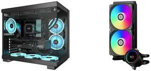 PCCOOLER CPS C3 T500 ARGB PC Case, Dual-Chamber Mid-Tower ATX Case, Desktop Computer Case w/ 6 ARGB Fans Pre-installed w/ Fan Hub, Column-Free Design, Tempered Glass, USB 3.1 Gen 2 Type-C, Black PCCOOLER CPS DA240 ARGB AIO CPU Liquid Cooler PCCOOLER CPS C3 T500 ARGB PC Case, Dual-Chamber Mid-Tower ATX Case, Desktop Computer Case w/ 6 ARGB Fans Pre-installed w/ Fan Hub, Column-Free Design, Tempered Glass, USB 3.1 Gen 2 Type-C, Black PCCOOLER CPS DA240 ARGB AIO CPU Liquid Cooler