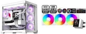 PCCOOLER CPS C3 T700 ARGB PC Case, 4 x 120mm ARGB Fans Included, Dual-Chamber Mid-Tower ATX Case, High-Airflow Computer Case, BTF Motherboard Supports, Sturdy Tempered Glass Front & Side Panels, White PCCOOLER CPS DC360 Pro ARGB Display AIO