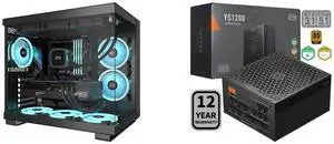 PCCOOLER CPS C3 T500 ARGB PC Case, Dual-Chamber Mid-Tower ATX Case, Desktop Computer Case w/ 6 ARGB Fans Pre-installed w/ Fan Hub, Column-Free Design, Tempered Glass, USB 3.1 Gen 2 Type-C, Black PCCOOLER CPS YS1200 Fully Modular Power Suppl